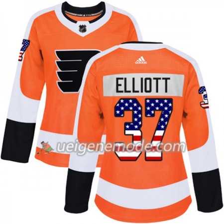 Dame Eishockey Philadelphia Flyers Trikot Brian Elliott 37 Adidas 2017-2018 Orange USA Flag Fashion Authentic
